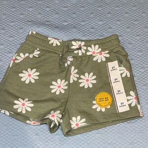 Green Floral Kids Shorts